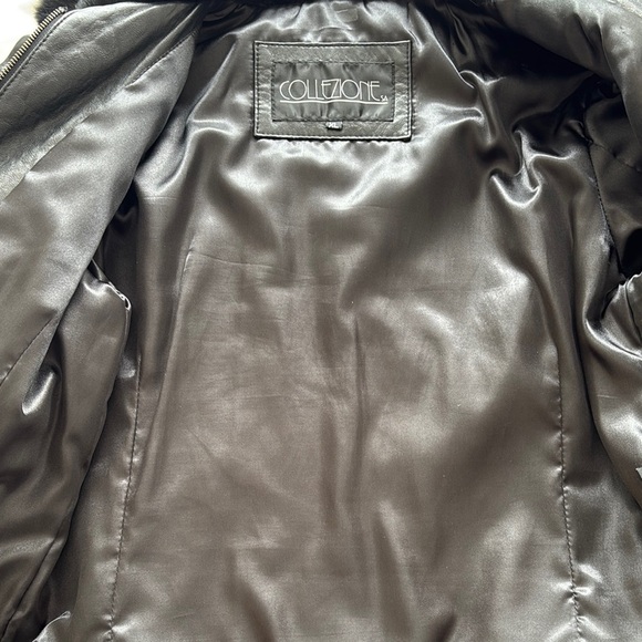 Sleek Black Leather Jacket with Luxurious Fur Accents - Picture 3 of 4